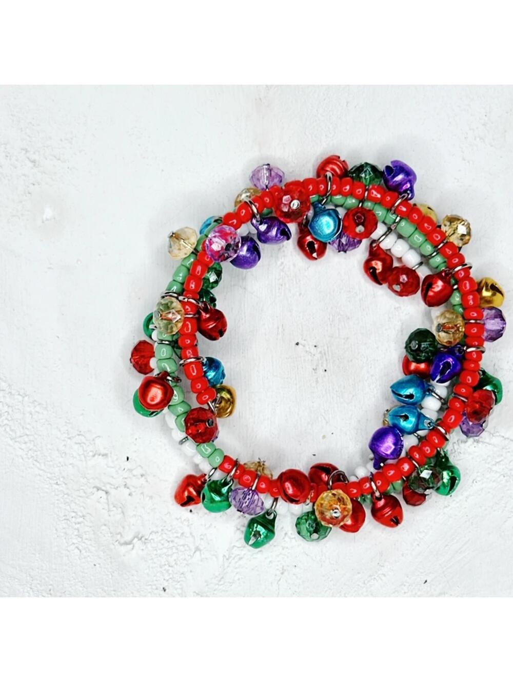 515u. Rainbow Jingle Bell Bracelet Memory Wire